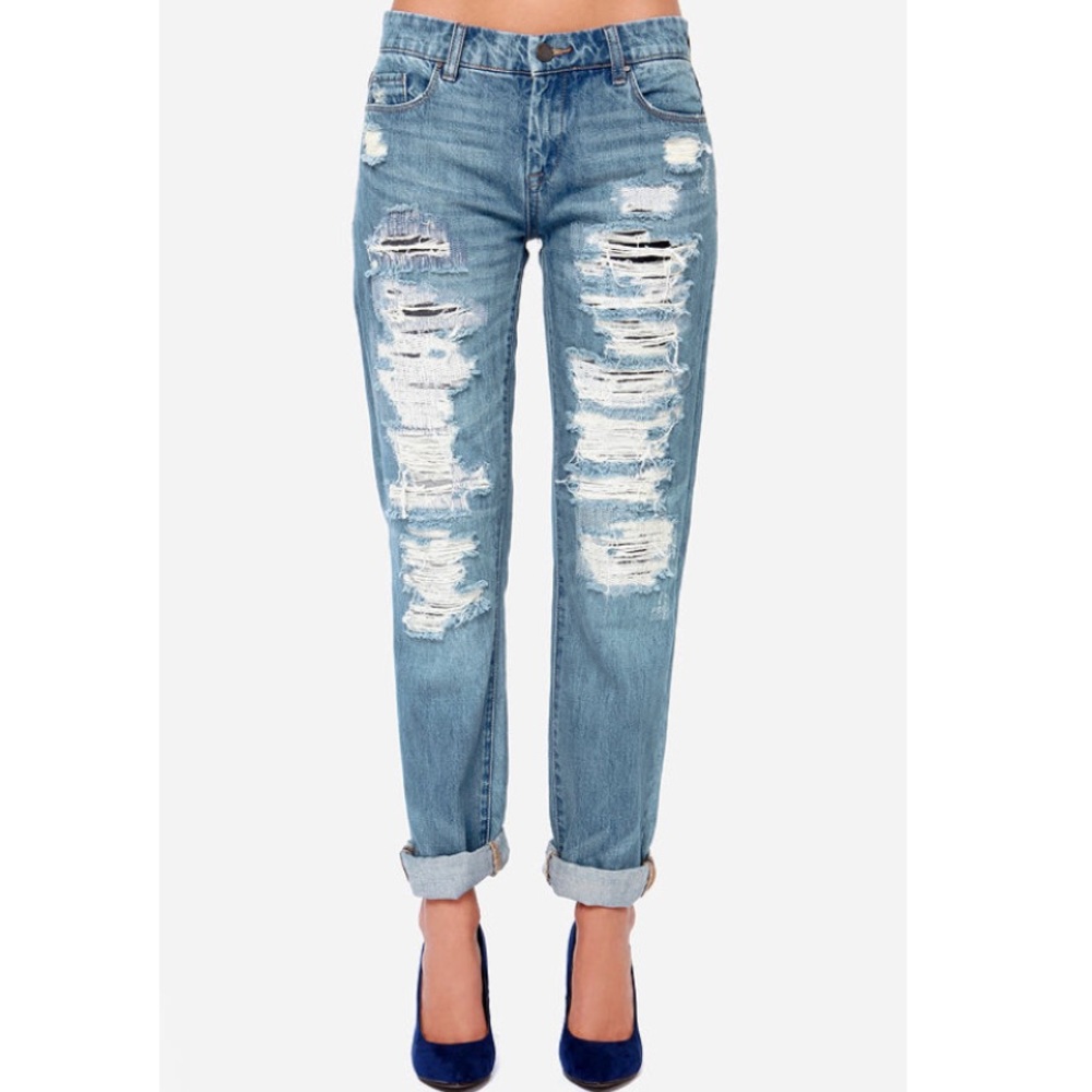 BlankNYC Galaxy Distressed Straight Leg Jeans